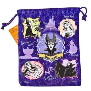 Disney Maleficent Purple Drawstring Cosmetic Bag, Evil Villains Cute Small Pouch